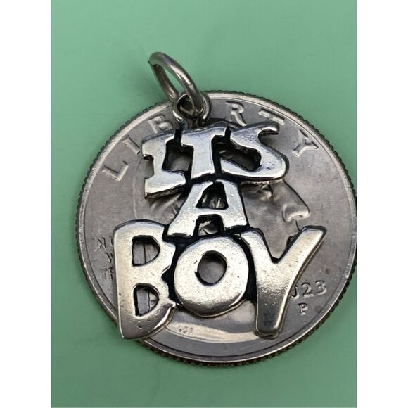 .925 Boy It’s A Boy Sterling Silver Jewelry Charm #baby announcement - Picture 2 of 3